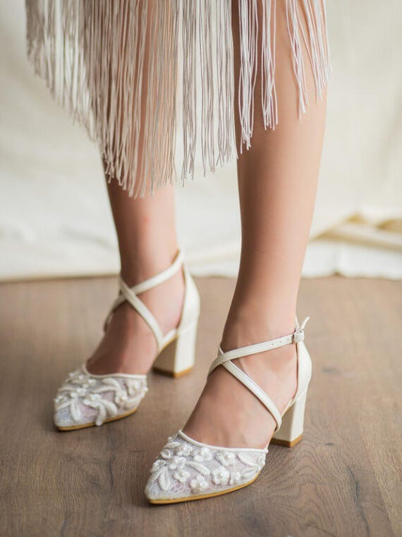 Short Square Heel Wedding Shoes For women  A3